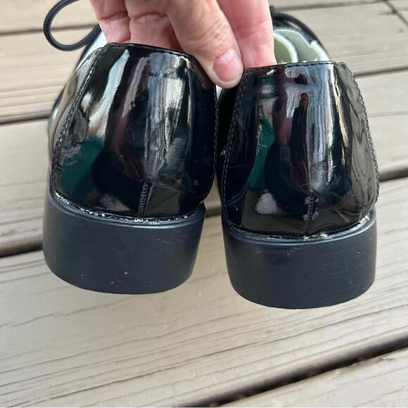 FUNTASMA Men’s Black and White Oxford Shiny Faux Patten Shoes Size Large FLAWED - Picture 12 of 15